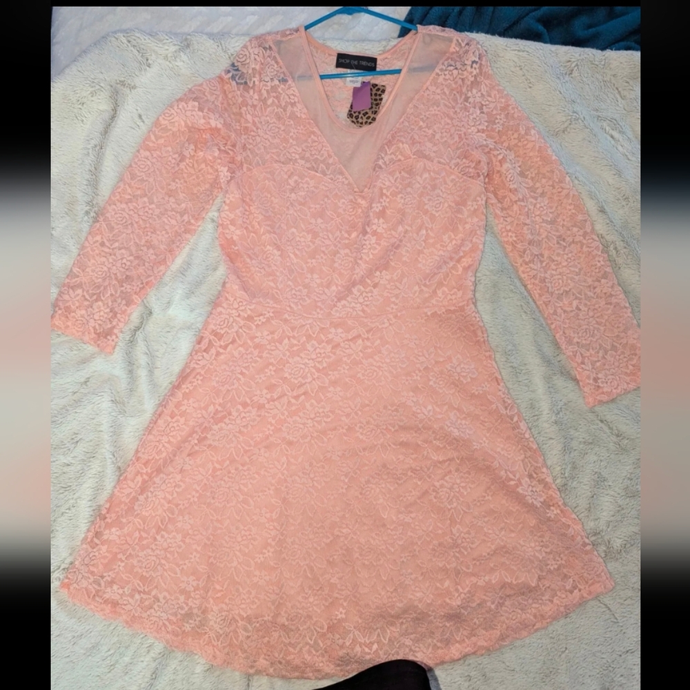 Shop the Trends Blush Lace Fit & Flare Dress – Size 3X (NWT)